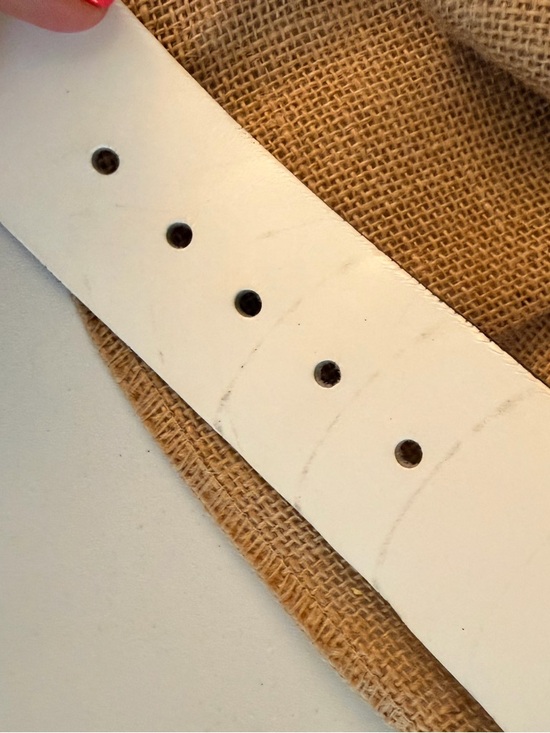 Vintage 80s Calderon USA Made White Leather  Belt Gold Buckle Size M GUC Blues main image 5